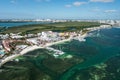 Aerial view of Carebbean sea coast in Cancun Royalty Free Stock Photo