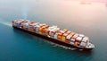 Aerial view of cargo container ship on ocean Royalty Free Stock Photo