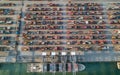 Aerial view of cargo container ship port Royalty Free Stock Photo