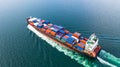 Aerial view cargo container ship sailing, container cargo ship i