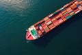 Aerial view of cargo ship that full load container for logistics import export in the ocean, shipping and transportation concept, Royalty Free Stock Photo