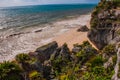 Aerial view the Caribbean sea in Tulum Mexico on a sunny day, Yucatan, Riviera Maya Royalty Free Stock Photo