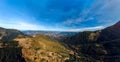 Aerial view of the Carpathian mountains, hiking trail to the peak of Pop Ivan, Mount Smotrych. alpine vegetation, blueberries and