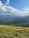 Aerial view: Carpathian mountains in western Ukraine, mountain landscape Royalty Free Stock Photo