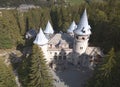 Aerial view of Castel Savoia Castle - Gressoney-Saint-Jean, Valle d`Aosta region, Italy
