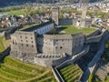 Aerial view at Castelgrande castle at Bellinzona on the Swiss alps