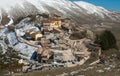 Aerial view of Castelluccio di Norcia destroyed by terrible earthquake of central Italy