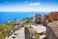 Aerial view of Castelmolaand Taormina, Sicily, Italy