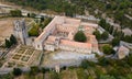 Aerial view of Castle of Abbey Sainte-Marie d'Orbieu, part of history of Lagrasse