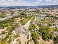 Aerial view of castle of Guimaraes, Portugal Royalty Free Stock Photo