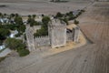 Aerial view of the castle of Las Aguzaderas in the municipality of El Coronil, Spain.