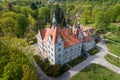 Aerial view of castle-palace of the Count Schonborn near Mukachevo, Zakarpattia, Ukraine Royalty Free Stock Photo