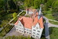 Aerial view of castle-palace of the Count Schonborn near Mukachevo, Zakarpattia, Ukraine Royalty Free Stock Photo