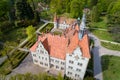 Aerial view of castle-palace of the Count Schonborn in Zakarpattia, Ukraine Royalty Free Stock Photo