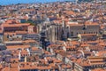 Aerial view from the Castle of Saint George with panoramic views of the Church of the Convento do Carmo and the Elevador de Santa Royalty Free Stock Photo