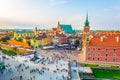 Aerial view of the castle square in front of the royal castle and sigismundÃÂ´s column in Warsaw, Poland....IMAGE