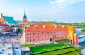 Aerial view of the castle square in front of the royal castle and sigismundÃÂ´s column in Warsaw, Poland....IMAGE