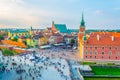 Aerial view of the castle square in front of the royal castle and sigismundÃÂ´s column in Warsaw, Poland....IMAGE