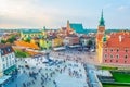 Aerial view of the castle square in front of the royal castle and sigismundÃÂ´s column in Warsaw, Poland....IMAGE