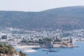 Aerial view of Castle of St. Peter,Bodrum Castle,and Marine in Bodrum Royalty Free Stock Photo
