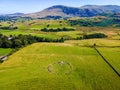 Aerial view of Castlerigg Stone Circle in Lake District, a region and national park in Cumbria in northwest England Royalty Free Stock Photo