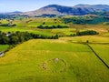 Aerial view of Castlerigg Stone Circle in Lake District, a region and national park in Cumbria in northwest England Royalty Free Stock Photo