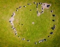 Aerial view of Castlerigg Stone Circle in Lake District, a region and national park in Cumbria in northwest England Royalty Free Stock Photo