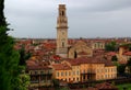 Aerial view of the Cathedral with the bell tower and the Adige river embankment in Verona, Italy Royalty Free Stock Photo