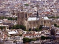 Aerial view of the cathedral Notre-Dame before the fire and the city of Paris Royalty Free Stock Photo