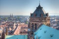 Aerial view of the cathedral and old town of Strasbourg, France Royalty Free Stock Photo