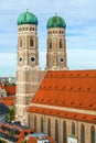 Aerial view of Cathedral of Our Dear Lady, The Frauenkirche in M Royalty Free Stock Photo