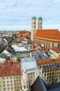 Aerial view of Cathedral of Our Dear Lady, The Frauenkirche in M Royalty Free Stock Photo