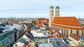 Aerial view of Cathedral of Our Dear Lady, The Frauenkirche in M Royalty Free Stock Photo