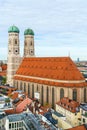 Aerial view of Cathedral of Our Dear Lady, The Frauenkirche in M Royalty Free Stock Photo