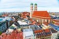 Aerial view of Cathedral of Our Dear Lady, The Frauenkirche in Munich city, Germany Royalty Free Stock Photo