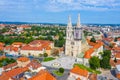 Aerial view of the cathedral of Zagreb, Croatia Royalty Free Stock Photo