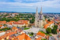 Aerial view of the cathedral of Zagreb, Croatia Royalty Free Stock Photo