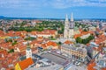 Aerial view of the cathedral of Zagreb and Dolac market, Croatia