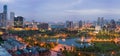 Aerial view of Cau Giay park, Hanoi skyline cityscape at twilight Royalty Free Stock Photo