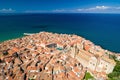 Aerial view of the Cefalu cathedral, Sicily, Italy. Royalty Free Stock Photo