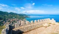 Aerial view of Cefalu from Norman Citadel, La Rocca park, Sicily island, Italy Royalty Free Stock Photo