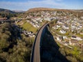 Aerial view of the Cefn Coed Viaduct built 1866 at Merthyr Tydfil, Wales