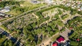 Aerial view cementry. Alley, peace Royalty Free Stock Photo