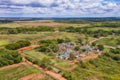 Aerial view of a cemetery with above ground graves in Paraguay. Royalty Free Stock Photo