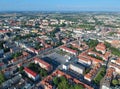 Aerial view on center of Koszalin city with city hall and cathedral Royalty Free Stock Photo