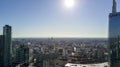 Aerial view of the center of Milan, south side, Unicredit Tower, Solaria Tower, Duomo, Italy Royalty Free Stock Photo