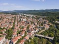 Aerial view of center of town of Troyan, Bulgaria Royalty Free Stock Photo