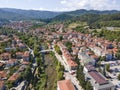 Aerial view of center of town of Troyan, Bulgaria Royalty Free Stock Photo