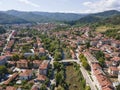 Aerial view of center of town of Troyan, Bulgaria Royalty Free Stock Photo