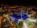 Aerial view of Central Juma Mosque in Makhachkala at night